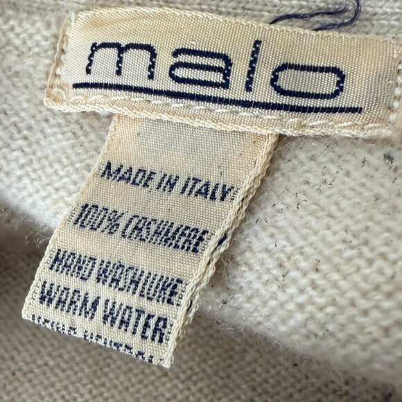 Malo 100% Cashmere Sweater Twin Set -Tank & Cardigan- Cream Size Small- Vintage - Picture 2 of 14